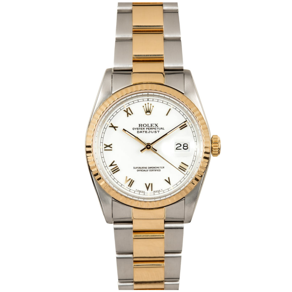 Rolex Steel and Gold Datejust #16233 White Roman Numeral