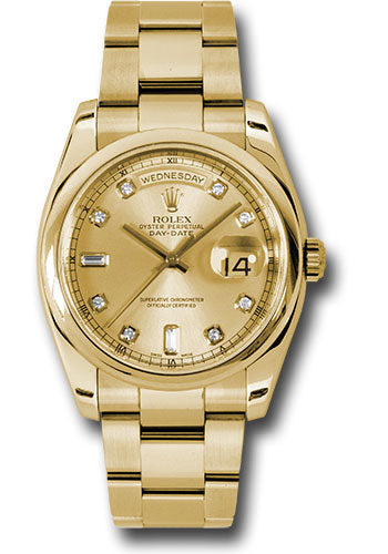 Rolex 18k YG Day Date President 36mm 118208 Rocks On Clocks