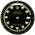 Custom black elliptical diamond dial. 36mm Day-Date