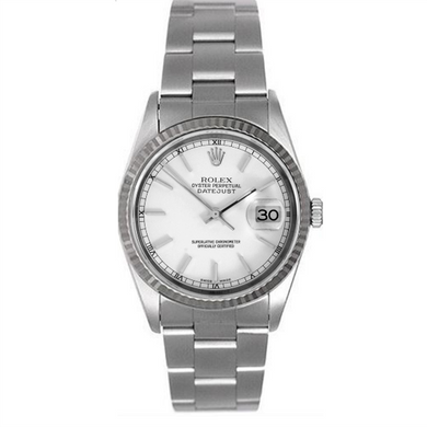 Rolex Steel and White Gold Datejust #16234 White Dial