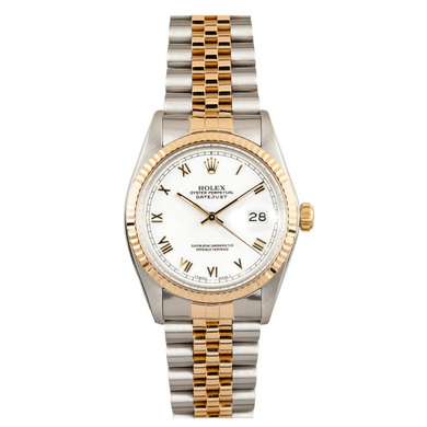 Rolex Steel and Gold Datejust #16233 White Roman Numeral Dial