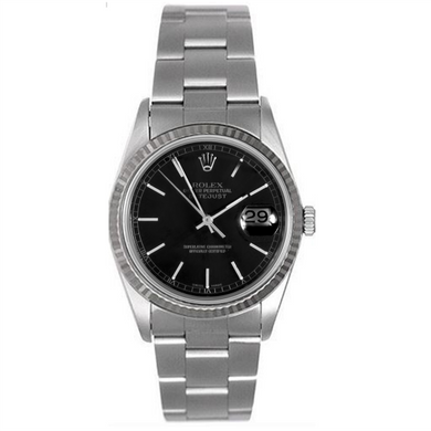 Rolex Steel and White Gold Datejust #16234 Black Dial