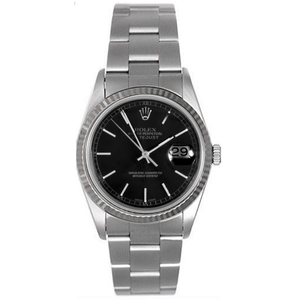 Rolex Steel and White Gold Datejust #16234 Black Dial