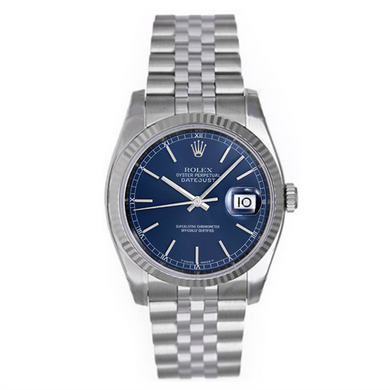 Rolex Steel and White Gold Datejust #16234 Blue Dial