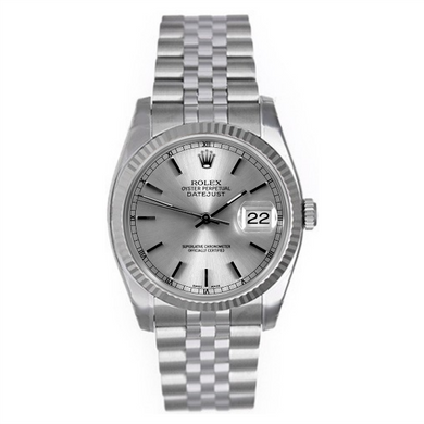 Rolex Steel and White Gold Datejust #16234 Silver Dial