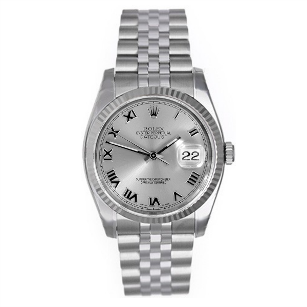 Rolex Steel and White Gold Datejust #16234 Silver Roman Numeral Dial