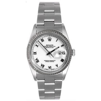 Rolex Steel and White Gold Datejust #16234 White Roman Dial