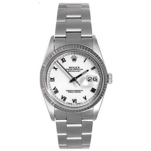 Rolex Steel and White Gold Datejust #16234 White Roman Dial
