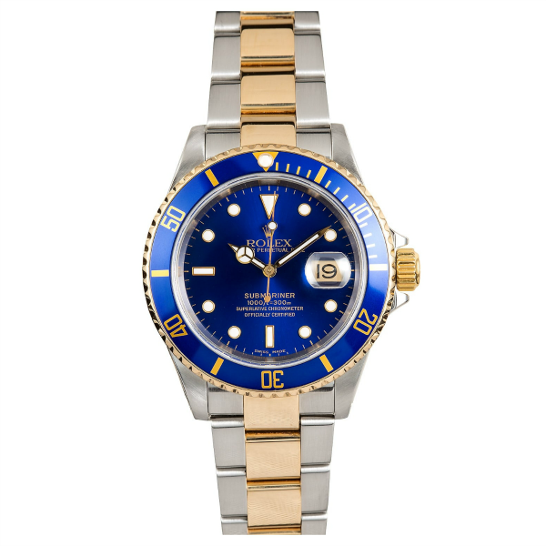 Rolex Steel and 18k YG Submariner Date #16613 Blue Dial