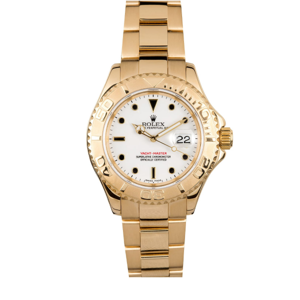 Rolex 18k YG Yachtmaster #16628 White Dial